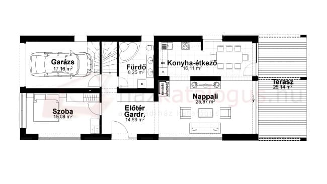 Családi ház földszinti alaprajz